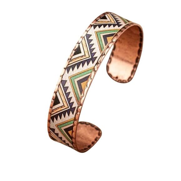 Artisan Copper Cuff Bracelet Multicolor Boho-Chic Unisex Southwestern Handmade - Picture 1 of 3